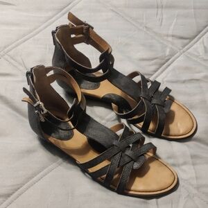 BOC Black and Tan Gladiator Sandals